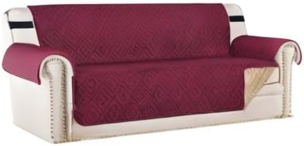 H.VERSAILTEX Reversible Sofa Slipcover Furniture Protector Water Resistant 2 Inch Wide Elastic Straps Sofa Cover Couch Covers Pets Kids Fit Sitting Width Up to 66" (Sofa: 75" x 110", Red/Tan)