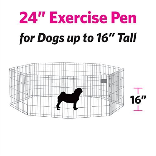 MidWest Homes for Pets Folding Metal Puppy / Dog Exercise Pen, Indoor/Outdoor Playpen with Door, 16 Sq Feet of Play Space, 24-Inches Tall, Blue