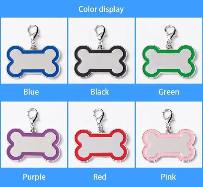 Double-Sided Personalized Dog Tags for Pets - pet ID tag, Laser Engraved Dog tag, Name tag for Dog Collar, Dog Tags for Large Dogs (Purple, Bone-Shaped-Large)