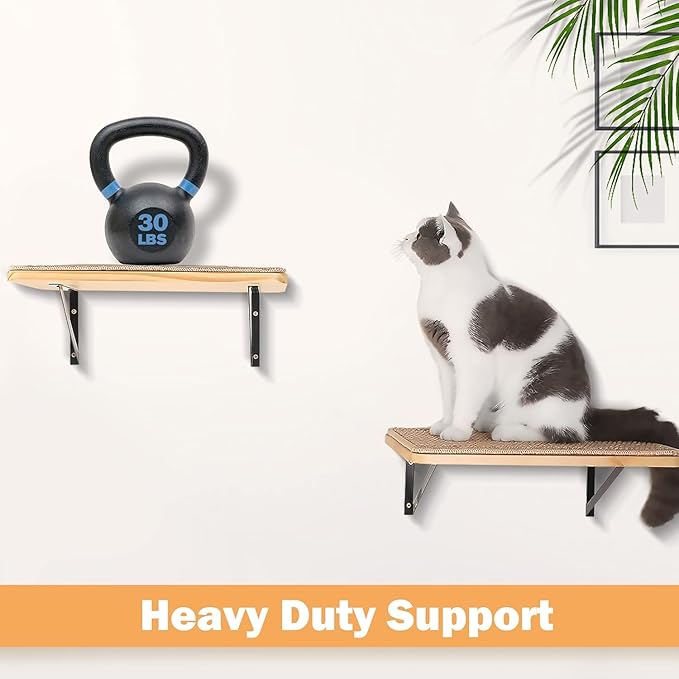 Strong Cat Shelves Stairs for Wall Mounted, 1P Cat Shelf& 2PCS 4 Steps Stairway with Sisal Rope Scratching for Cats Perch Platform, Wall Ladder Furniture