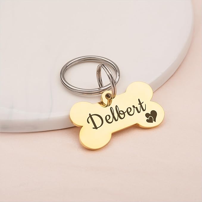Anavia Small Size Dog Cat ID Tags, Small/XS Personalized Color Plated Stainless Steel Puppy Kitten Name Tags, Customized Engraved Nameplate Pet Collar Tag (Rainbow, Bone)