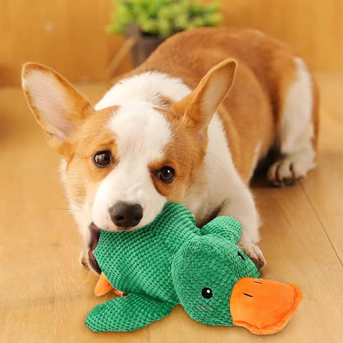 2025 Upgraded Dog Toys, New Durable Calming Duck Toys, Dog Toys for Aggressive Chewers with Soft Squeaker, Fun for Indoor Puppies and Senior Pups (Yellow, XL-14.9 * 17.7in)