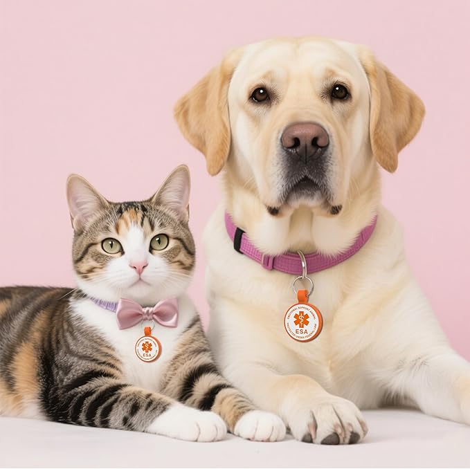 ESA Dog Tag, QR Code Dog Tag, Modifiable Free Pet Online Profile, Scannable QR Code, Scan QR Send Instant Location Alert Email, Silicone Lightweight ID Tag for Dog and Cat (Orange, Small)