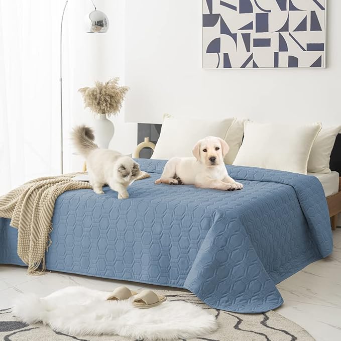 Waterproof and Anti-Slip Dog Bed Cover and Pet Blanket Sofa Pet Bed Mat ,car Incontinence Mattress Protectors Furniture Couch Cover for Most Cats Dogs, Pets(68x82- Stoneblue)