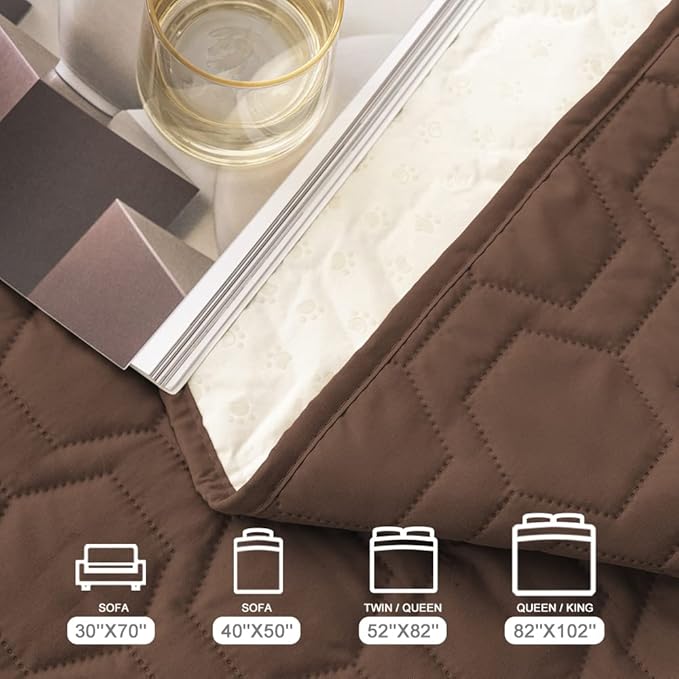 Waterproof and Anti-Slip Dog Bed Cover and Pet Blanket Sofa Pet Bed Mat ,car Incontinence Mattress Protectors Furniture Couch Cover for Most Cats Dogs, Pets(82x102-Chocolate)