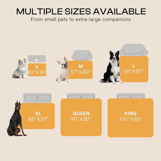 Luciphia Waterproof Pet Blankets for Couch Sofa Bed Cover Cat Liquid Pee Proof Washable Soft Fluffy Large Dog Blanket Reversible Furniture Protection Puppy Grey Paw Thicken Queen( 82 x 90