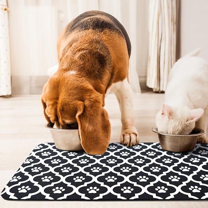 Dog Food Mat 24X32 Inch Pet Feeding Absorbent Mats for Floor Cat Water Bowl Placemats Non-Slip Washable Dog Mat for Food and Water