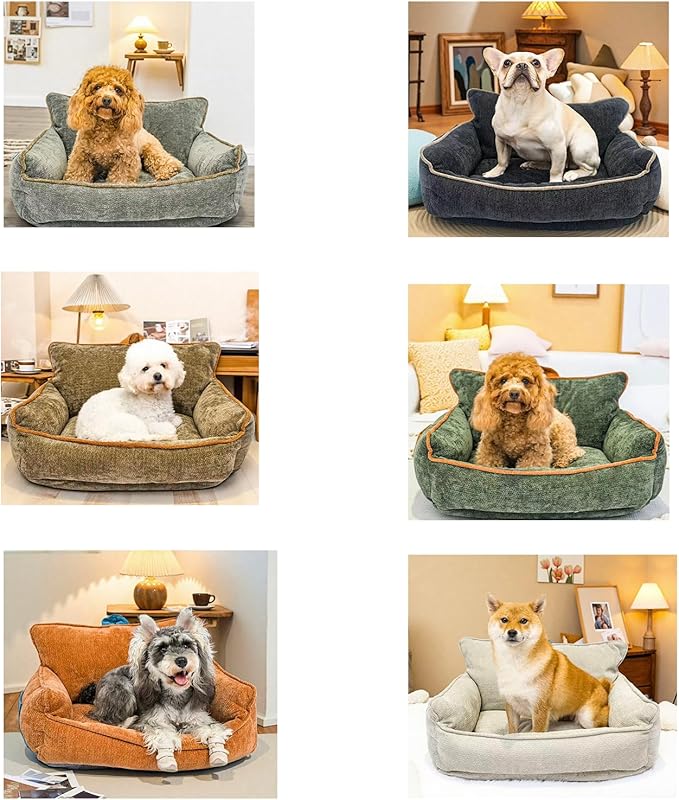 Orthopedic Dog Bed with Memory Foam, Washable Plush Pet Bed for Small, Medium & Large Dogs, Cozy Bolster Crate Dog Bed for Joint Support & Comfort.(Green)