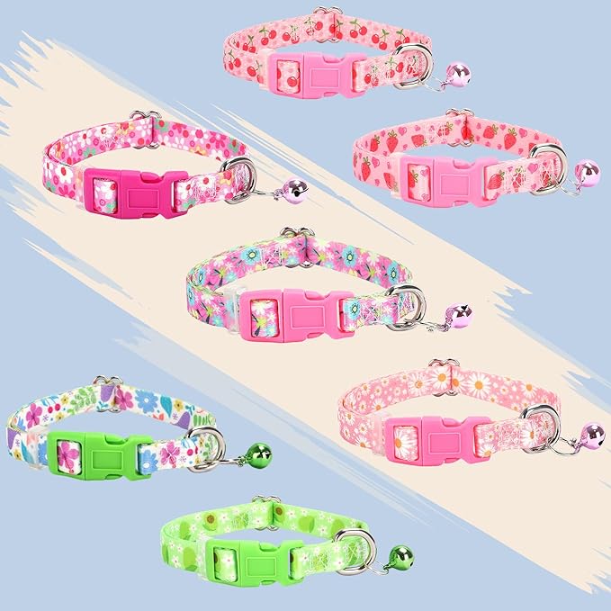 XS Dog Collar with Bell - Durable Nylon Collar for Small Breeds, Adjustable Cute Fruit Pattern Collar for Chihuahua Pomeranian Yorkie, Heavy-Duty for Active Puppies(Cherry XS)