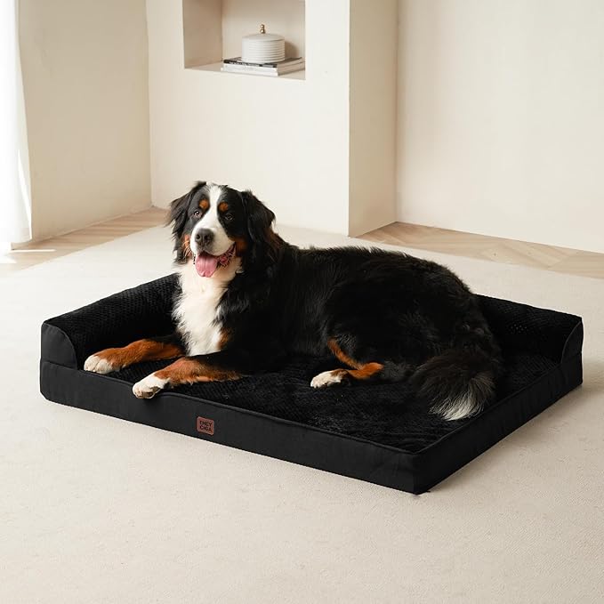 EHEYCIGA XL Dog Bed Memory Foam for Crate, Extra Large Dog Bed Orthopedic with Washable Removable Cover, Waterproof Pet Sofa Couch XLarge Size Dogs, 41x27x6.5, Black
