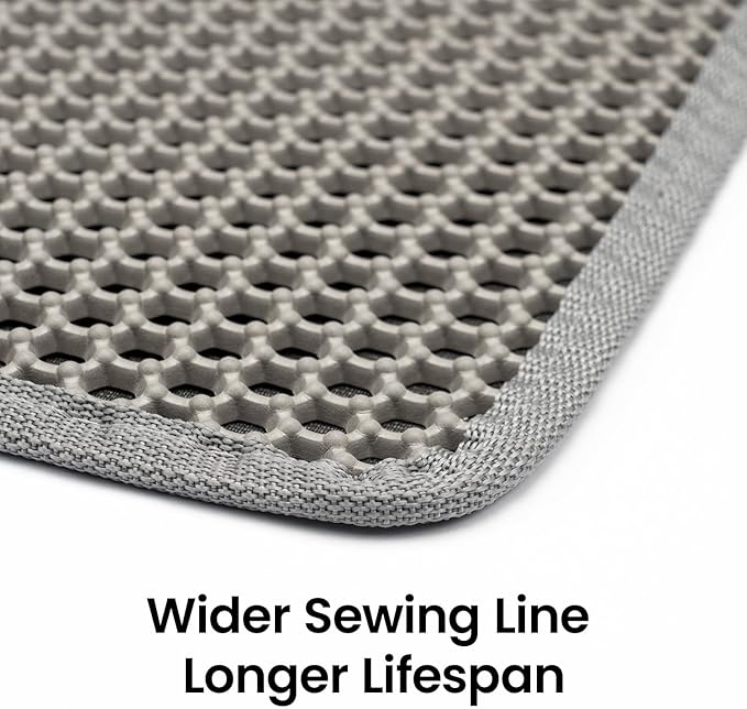 Cat Litter Mat, Upgrade Super Waterproof Back Layer Litter Box Mat, Non Slip, Durable, Soft on Paws Kitty Trapping Matt (24"x18", Gray)