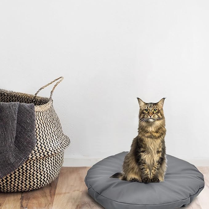 Dog Bed Cover Waterproof Machine Washable Replacement Mattress Protector Pet Bed Round 36x36 Inch Grey Polyester