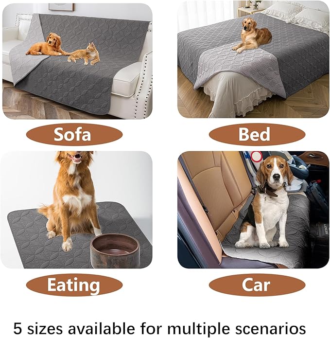 Waterproof Dog Blanket, 30x53 inches Small Pet Couch Covers for Sofa, Chair Bed Furniture Protector from Dogs Washable and Reversible-Lightgrey+Darkgrey