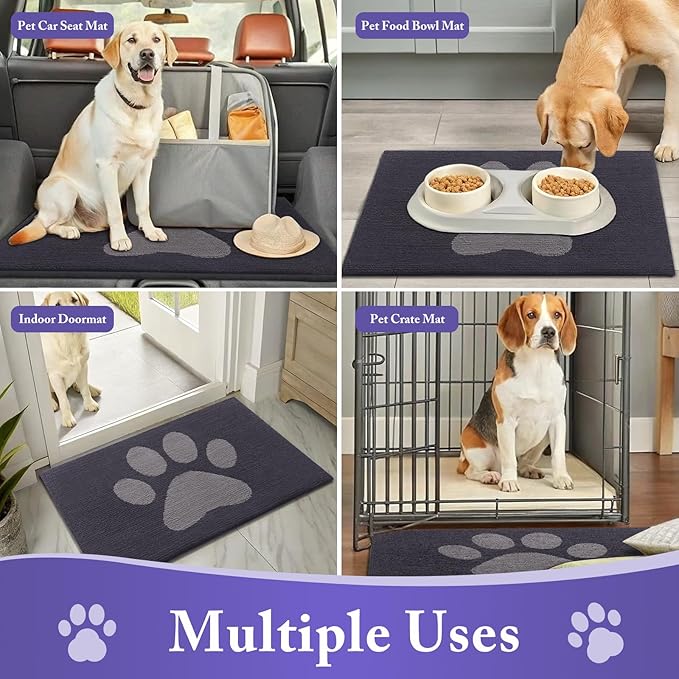 Buganda Dog Door Mat for Muddy Paws, Absorbent Dirt Trapper Non Slip Indoor Doormats, Washable Low-Profile Mat for Mud Dogs, Entryway Carpet for Inside Floor (47x32 Inches, Dark Grey)