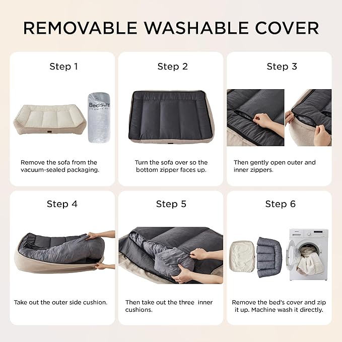 Bedsure SupportMax™ XL Pro Orthopedic Dog Beds Large Sized Dog - Extra Thick Supportive Dogs Couch with Waterproof Washable Cover, Extra Large Comfort Pet Sofa with Sherpa & Nonskid Bottom, Grey, 45"