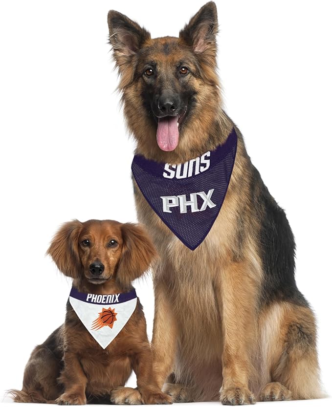 Pets First NBA Dog Bandana -Pheonix Suns Reversible Bandana. 2 Sided Home & Away Sports Bandana with a Premium Embroidery Team Logo, Large/X-Large