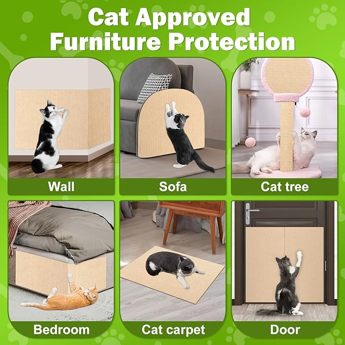 78.7"x15.8" Large Couch Protector from Cat Claws,Anti Scratch Furniture Protector for Cats Corner Wall Scratcher,Replacement for Cat Tree Post Shelves