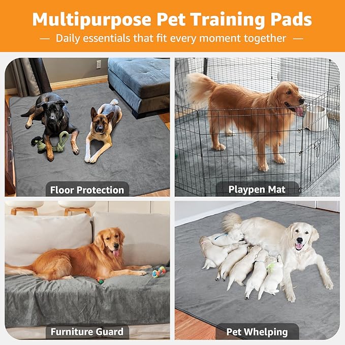 Washable Dog Pee Pads 36x36 2Pack Reusable Puppy Pads, Absorb Dog Mats Non-Slip Puppy Training Pads for Whelping, Potty, Training, Playpen, Crate
