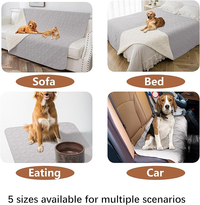 Waterproof Dog Blanket, 40x50 inches Pet Couch Covers for Sofa, Bed Furniture Protector from Dogs Washable and Reversible-Lightgrey+Cream