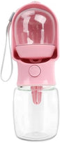 2-in-1 Dog Water Bottle with Food Container - 10oz Leak-Proof Travel Water Dispenser, Travel Water Bowl for Cats, Dogs, and Puppies - Essential for Walks, Hikes, and Travel (Pink)