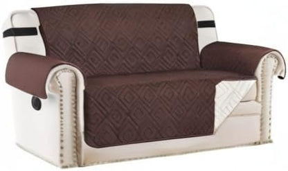 H.VERSAILTEX Reversible Loveseat Cover Furniture Protector Anti-Slip Water Resistant 2" Elastic Straps Couch Covers Pets Kids Fit Sitting Width Up to 54"(Oversized Loveseat: 75" x 98", Brown/Beige)