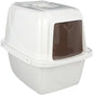 Large Enclosed Cat Litter Box with Vented Hood, Prevents Scatter and Odors, Cat & Rabbit Corner Covered Litter Box,19x14x15.5 Inches, Pearl White