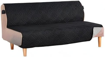H.VERSAILTEX Futon Cover Reversible Sofa Slipcover Furniture Protector Water Resistant 2 Inch Wide Elastic Straps Sofa Bed Pets Kids Dog Cat Fit Sitting Width Up to 70"(Futon, Black/Grey)