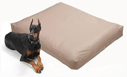 Dog Bed Cover – Waterproof Cover for Dog Bed – Heavy Duty, Machine Washable Zippered Liner – Durable, USA-Made Fabric for Pets – Ideal Pet Bedding Protector for Accidents and Messes - Large (Tan)