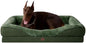 EHEYCIGA Orthopedic XL Dog Bed for Large Sized Dog, 48x35x7.5 Inch Extra Large Memory Foam Dog Couch Bed with Sides, Waterproof Liner & Washable Removable Cover, Bolster Pet Sofa, Dark Green
