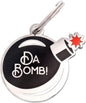 Two Tails Da Bomb Pet ID Tag, Custom Engraved Dog Name Tag, Personalized Charm for Dogs & Puppies, Durable Brass with Silver Plating, Fun Enamel Pet Accessory for Collars & Harnesses