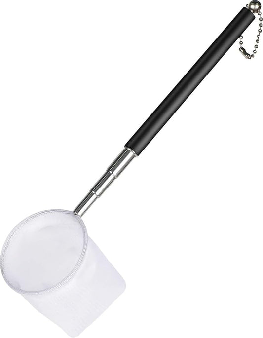 Pawfly Aquarium Shrimp Net, 2 Inch Tiny Fish Tank Net with Extendable Stainless Steel Handle, Soft Round Fine Mesh for Shrimp Baby Fish Food Residue Debris Skimming