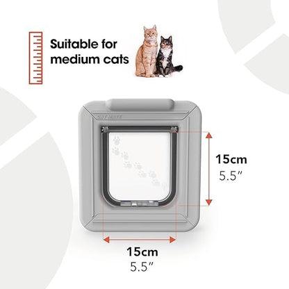 Cat Mate Elite Microchip Cat Flap with Digital Timer & LCD Display (355) - for Small to Average Sized Cats, Easy Installation in UPVC Doors, Glass, and Wood, White