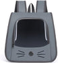 Pet Backpack Carrier, Traveler Breathable Transparent Carrier for Cats or Dogs, Large Space and Foldable Pet Carrier for Travel, Hiking, Shopping, and Vet, Cute, Suitable for Kids (Grey)