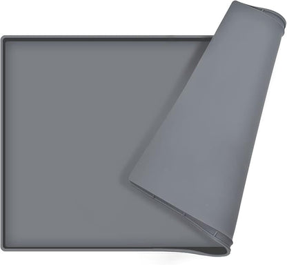 Dog Food Mat,Silicone Waterproof Food Tray,Non Slip Pet Bowl Mats Placemat,0.8" Raised Edge,Suitable for Most Small and Medium Sized Pets,28" x 18"