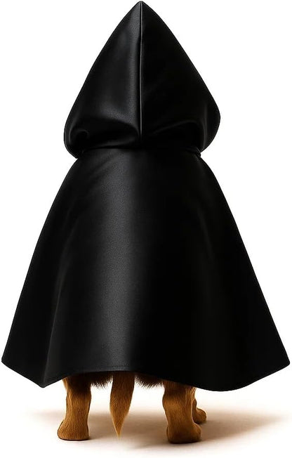 Black Cat Cloak with Hood for Indoor Cats, Funny Superhero Cosplay Halloween Costume for Pets, Cute Cape for Party Photos and Dress-Up – Big/Middle Size (Black)
