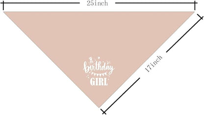 Birthday Girl Dog Bandana - Apricot Pink, Funny Cute Triangle Scarf, Pet Accessories for Small Medium Large Dogs, Gift for Dog Lover (D33)