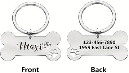 Engraved Tags Personalized for Pets, BUGMKCS Customized Pet Supplies with Name & Number, Hollow Cute Cat/Dog Id Tag Personalized, Gifts for Large/Small Dogs/Puppy, Stainless Steel Pet Accessories
