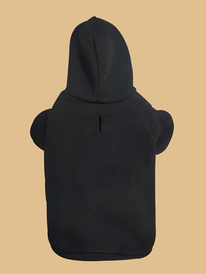 QWINEE Basic Dog Hoodie Sweatshirt Puppy Sweater Warm Cat Costumes Pet Clothes for Chihuahua Puppy Kitten Small Medium Dogs Black Medium