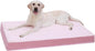KSIIA Orthopedic Dog Bed - Waterproof & Washable with Removable Cover, Deluxe Plush Egg Crate Foam Design for Large Dogs, 41x27 Inch Pink Dog Crate Bed