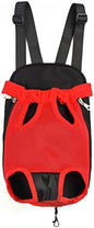 Pet Dog Puppy Cat Carrier Five Holes Backpack Double Shoulder Straps Mesh Front Chest Backpack Bag, S, Red