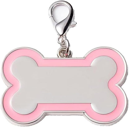 Double-Sided Personalized Dog Tags for Pets - pet ID tag, Laser Engraved Dog tag, Name tag for Dog Collar, Dog Tags for Large Dogs (Pink, Bone-Shaped-Large)