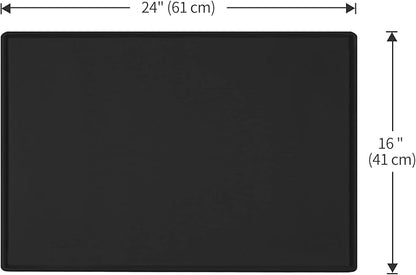 Dog Food Mat,Silicone Waterproof Food Tray,Non Slip Pet Bowl Mats Placemat,0.6" Raised Edge,Suitable for Most Small and Medium Sized Pets,24" x 16"