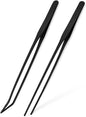 Mandala Crafts 15 Inches Black Stainless Steel Straight and Curved Aquarium Tweezers for Aquatic Plants – Long Aquascape Forceps for Fish Tanks, Hospital Tanks, Goldfish Bowls, and Terrariums