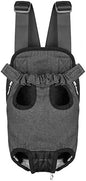 Pet Dog Puppy Cat Carrier Five Holes Backpack Double Shoulder Straps Denim Front Chest Backpack Bag, M, Black