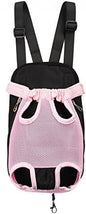 Pet Dog Puppy Cat Carrier Five Holes Backpack Double Shoulder Straps Mesh Front Chest Backpack Bag, L, Pink