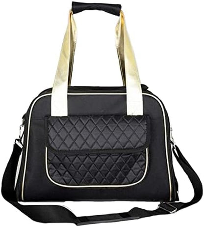 Pet Life ® 'Mystique' Fashion Designer Travel Soft-Folding Airline Apprived Pet Dog Carrier with Quilted Front Pocket