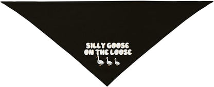 Silly Goose on The Loose Triangle Dog Bandana,Summer Bandana Funny Triangle Dogs Scarf Handkerchief Soft Adjustable Puppy Bandanas (Black)
