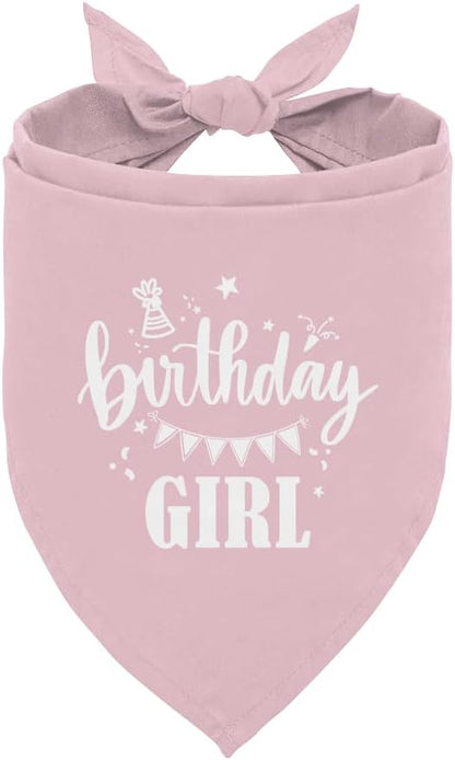 Birthday Girl Dog Bandana - Pink, Funny, Cute Triangle Scarf for Small, Medium, Large Dogs - Pet Accessories, Gift for Dog Lovers (D31)