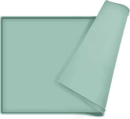 Dog Food Mat,Silicone Waterproof Food Tray,Non Slip Pet Bowl Mats Placemat,0.8" Raised Edge,Suitable for Most Small and Medium Sized Pets,28" x 18"