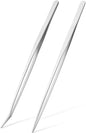 Mandala Crafts 15 Inches Silver Stainless Steel Straight and Curved Aquarium Tweezers for Aquatic Plants – Long Aquascape Forceps for Fish Tanks, Hospital Tanks, Goldfish Bowls, and Terrariums